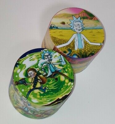 Cool Animated Detailed Tobacco Herb Grinder 4 piece 3 chamber magnetic top!
