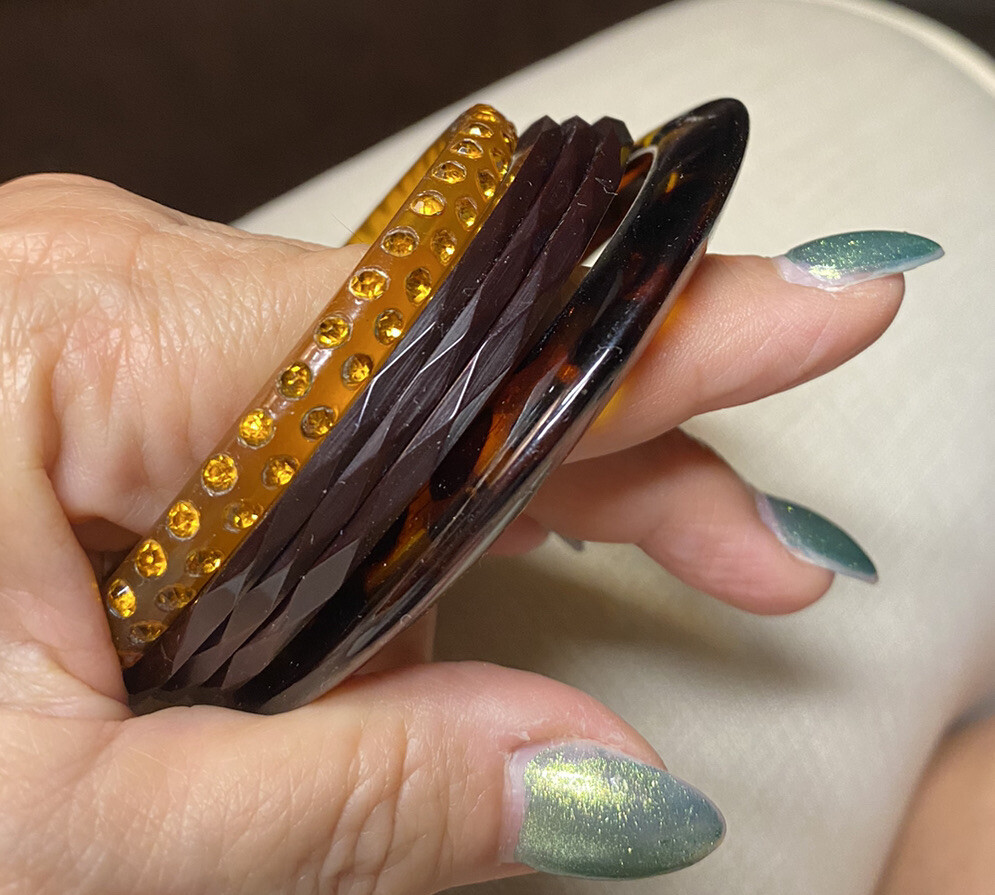 5 Authentic Vintage Bakelite Bangle-Tortoiseshell… - image 12