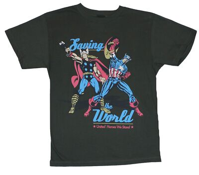 The Avengers  Adult New T-Shirt - Saving The World Captain America & Thor Pic