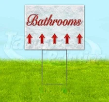 BATHROOMS UP ARROW Yard Sign Corrugated Plastic Bandit Lawn Decorations USA