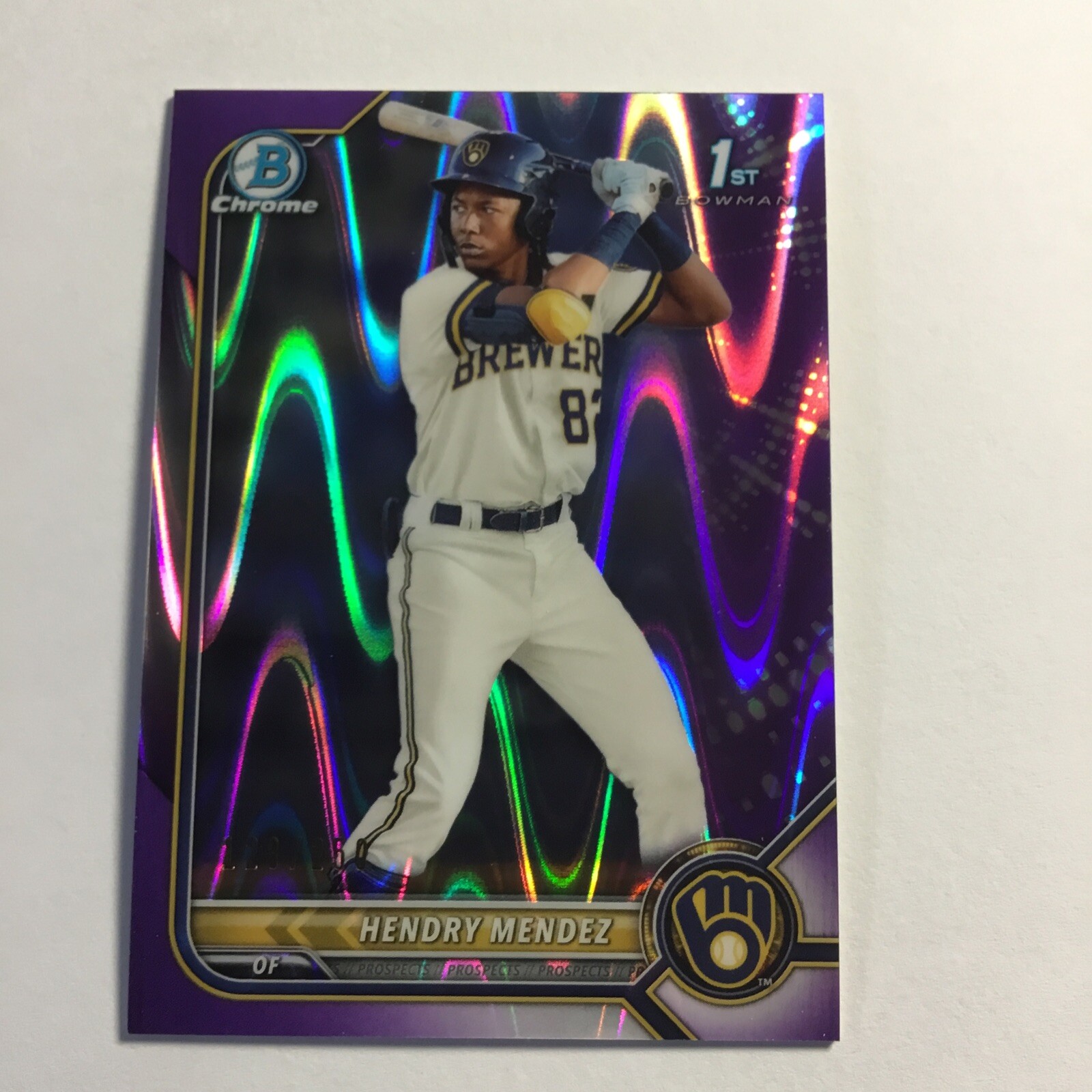 2022 Bowman HENDRY MENDEZ BCP-88 Chrome Purple Raywave Refractor 128/250 Brewers