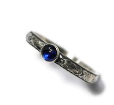 4mm Lab Created Blue Sapphire Ring Symmetrical 925 Sterling Silver
