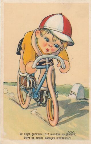 Bicycle Bike Cycling Wheel Accident Humoristic Old Postcard 1942 - Afbeelding 1 van 2