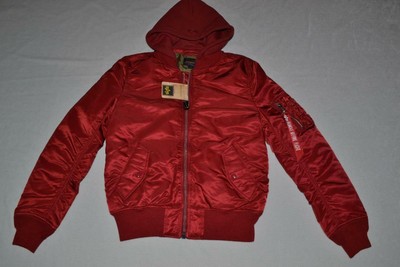 Authentic Alpha Industries Mens Ma 1 Natus Hood Flight Jacket Red All Sizes Ebay