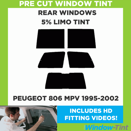Pre Cut Window Tint for Peugeot 806 MPV 1995-02 5% Limo Black Rear Tinting Film - Picture 2 of 10