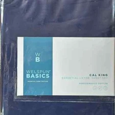WB WESPUN BASIC BY WELSPUN 100% COTTON California King Sheet Set navy