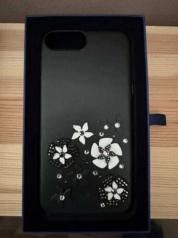 Original Swarovski iPhone 6/6s/7/8 Plus Estuche Rígido Parachoques Cuero Real con Cristales Foto 4 de 4