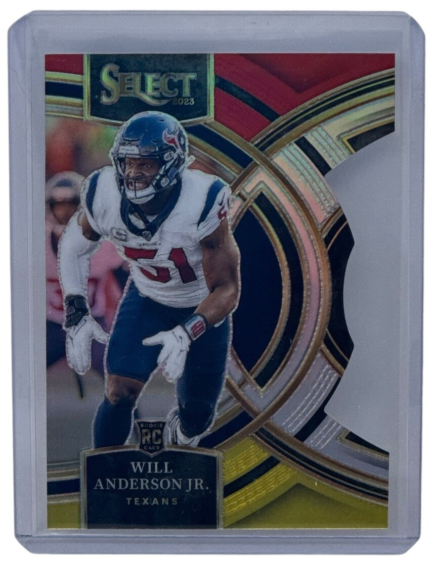 Will Anderson Jr 2023 Panini Select Rookie Red & Yellow Prizm Die-Cut Card #125