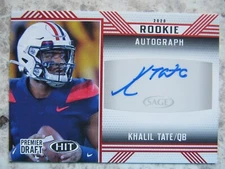 Philadelphia Eagles Free Agent Khalil Tate Signed Autographed 2020 SAGE HIT Mint