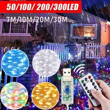50/100/200/300LED Copper Wire Party USB Twinkle LED String Fairy Lights Remote