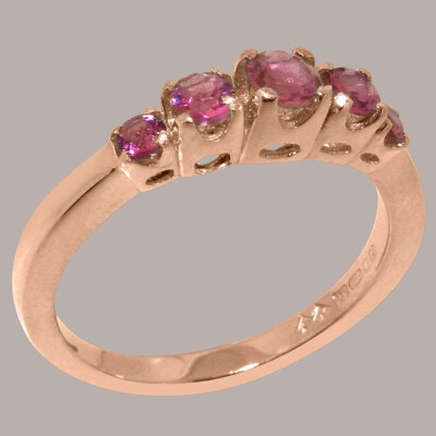Massiver 10k Rotgold natürlicher rosa Turmalin Damen Bandring - Größen 4 bis 12