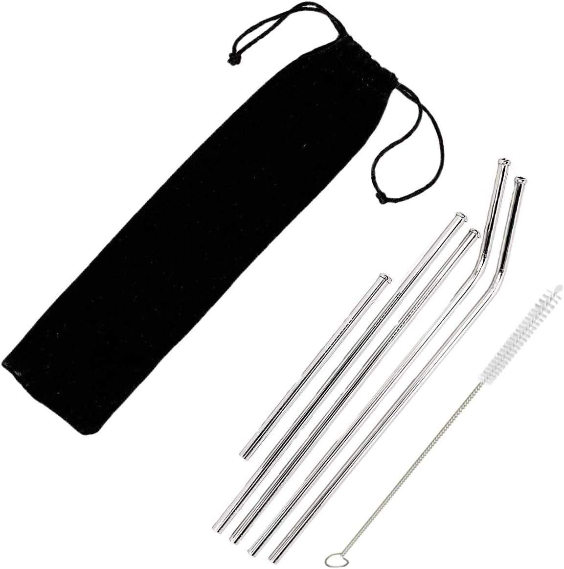 The Finest Pack of 5 Reusable Stainless Steel Straws with Case, BPA Free Metal S