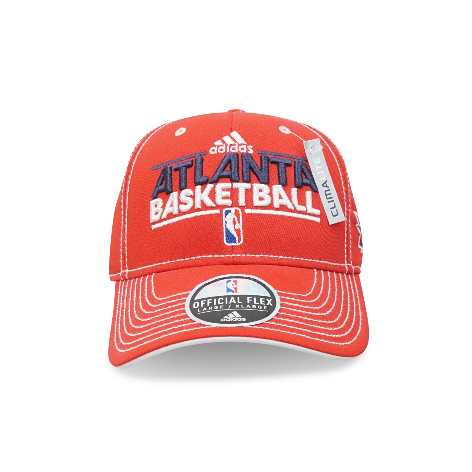 Красная облегающая кепка Climalite Flex с логотипом раздевалки Adidas NBA Atlanta Hawks