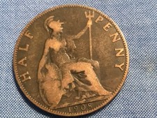 1908 Edward VII British halfpenny 1/2p