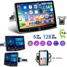 Schermo girevole 360° 6+128G 10" Android 14 autoradio 1 DIN GPS navigatore WIFI CAM+