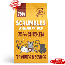 Scrumbles - Complete Dry Adult & Senior Cat Food with Probiotics - Chicken 750g 11.55 per kilo