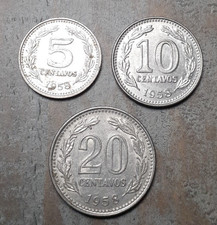 Argentina 5,10,20 Centavos 1958 Coin Set #33
