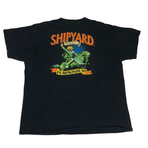 Vintage Shipyard Brewing Portland Maine Pumpkinhead Ale Black T-Shirt Halloween