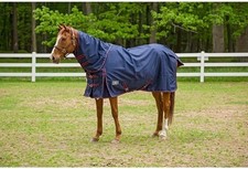 TuffRider 1200D Turnout Sheet 81 Navy Waterproof Horse Blanket w/ Detach Neck