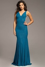 Jovani 23701 Sleek Peacock Evening Gown, Size 14