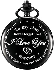Dad Gift from Daughter to Father Engraved Pocket Watch - No Matter How Much Time