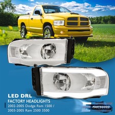 For 02-05 Dodge Ram 1500 03-05 2500 White Led Drl Headlights Lamp Assembly Lhrh