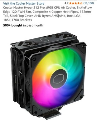 Cooler Master Hyper 212 Halo 120mm CPU Fan with Heatsink - Black