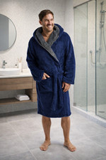 Mens Holkham Dressing Gown with Hood Snuggly Luxury Thermal Fluffy Cozy Robes
