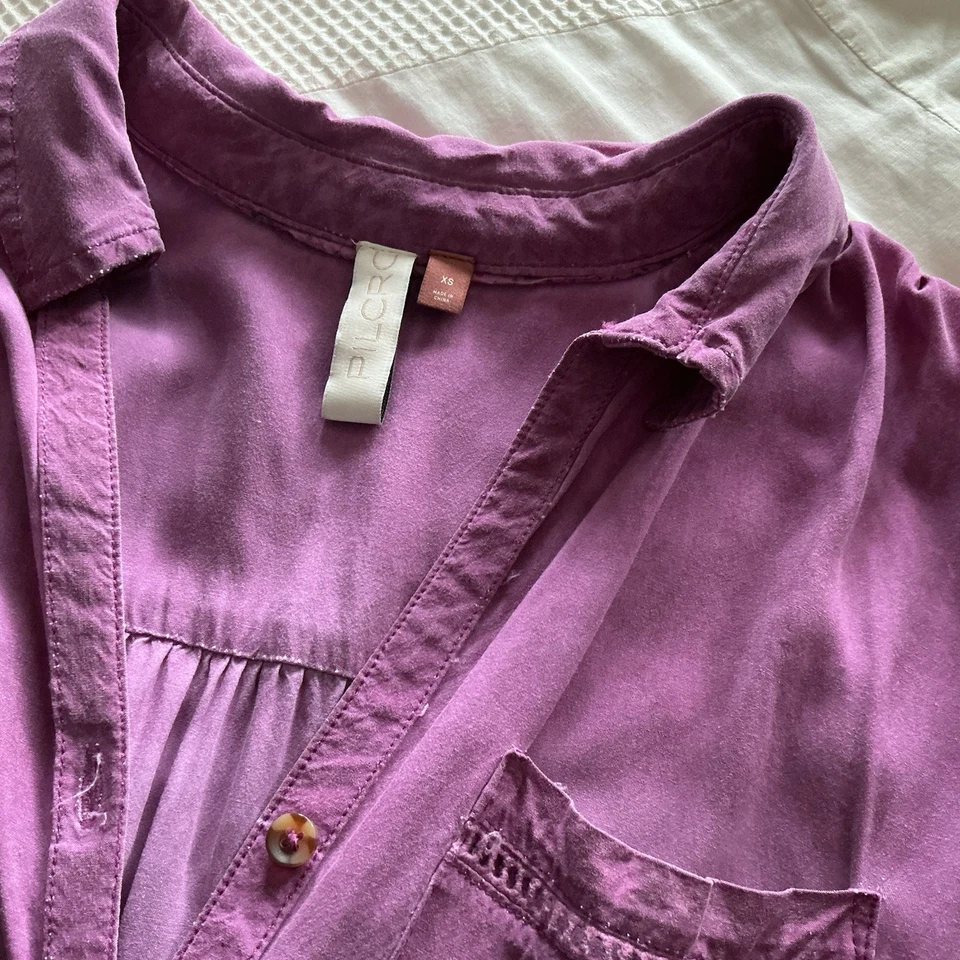 Pilcro Anthropologie Kimberly Sz XS Oversized Pink Maxi Shirt Dress Boho Casual - Image 2 of 4