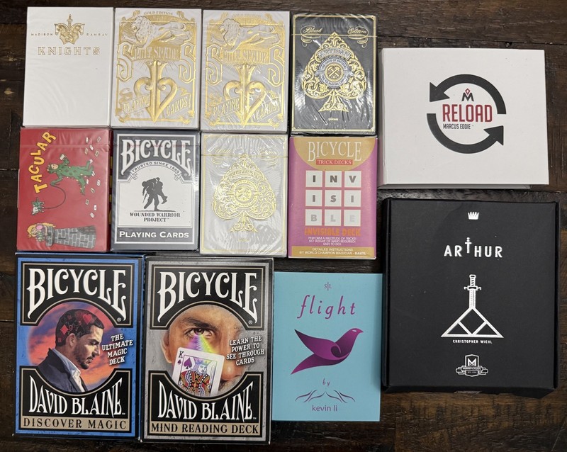 Magic Lot - David Blaine Split Spades Gold Playing Cards + Piff + Bicycle + Lim