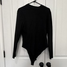 SHEIN Curve Black Long Sleeve Bodysuit 2XL Women's One Piece Plus Size Solid