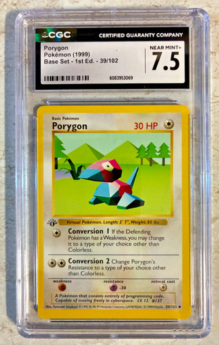 Porygon (1st Edition) graded CGC 7.5 for sale on eBay