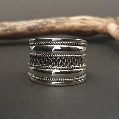 Bali Silver Ring 925 Silver Wide Ring Women Men