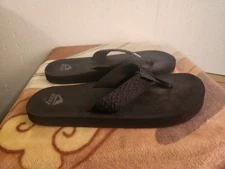 Reef Womens sz 10 Black Fabric Slip On Thong Flipflop Sandals #50
