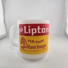 Vintage Lipton FLO-THRU Tea Gabs Mil Glass Coffee Mug