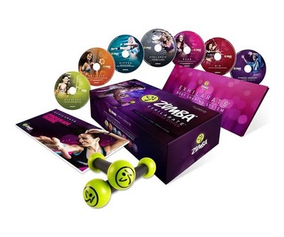 Zumba Fitness Exhilarate 7 C/D set w/Toning Sticks, Guide, and Belt