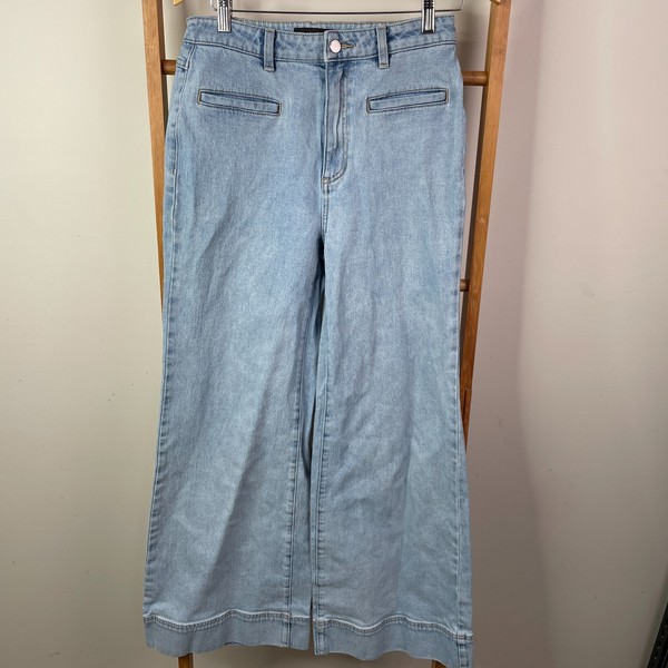 Witchery Wide Leg Jeans Womens 10 Blue Light Wash Denim Flare