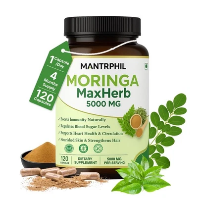 MANTRPHIL Moringa Capsules 5000mg - 4 -Month Supply | 120High-Strength Rosabella, Lab-Test