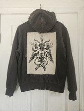 Welcome Skateboards Sudadera con Capucha S Negra Cremallera Baphomet Gótico Streetwear