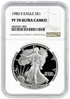 1986 S AMERICAN SILVER EAGLE PROOF NGC PF70 ULTRA CAMEO