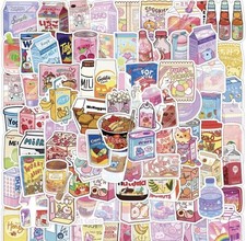 40Pcs Random Kawaii Food Snack Drink Cute Trendy Graffiti Stickers