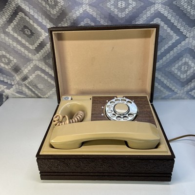 Vintage Deco-Tel Personal Telephone Hidden Phone Wood Box Rotary Dial