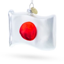 Waving Flag of Japan Blown Glass Ornament