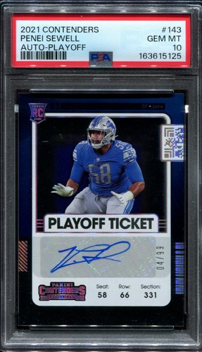 Penei Sewell -- PSA 10 -- Playoff Ticket Auto -- 2021 Contenders -- POP 1