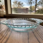 Pyrex 2229 Clear Glass Pie Dish 9.5", Classic Style With Scalloped Edge &Handles