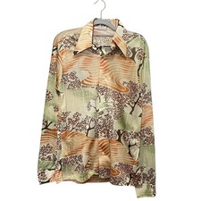 Kings Road Sears Disco Shirt Men Size M 60s 70s Trees Psychedelic Retro Player