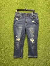 Judy Blue Jeans Womens 13/31 Capri Fit Distressed Raw Fray Hem Casual Casual Y2K