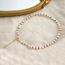 Trendy Womens Real Pearl Colorful necklace Bracelet Gift Idea For Her