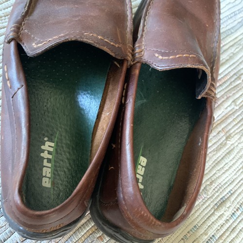 earth Shoes Mens 8.5 Dark brown Slip On Leather loafers comfort boat driving euc - Picture 7 of 7