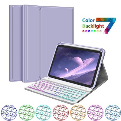 7 Color Backlit Bluetooth Keyboard Case for iPad Mini 7th (A17 Pro) 2024/Mini 6